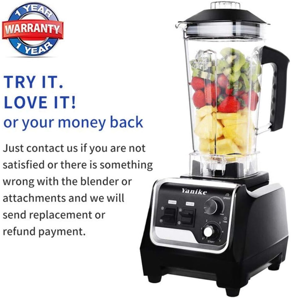 Professionele blender, 2200 W, hoge snelheid mixer voor smoothies en shakes met 2 liter BPA-vrije Tritan-kruik, timer