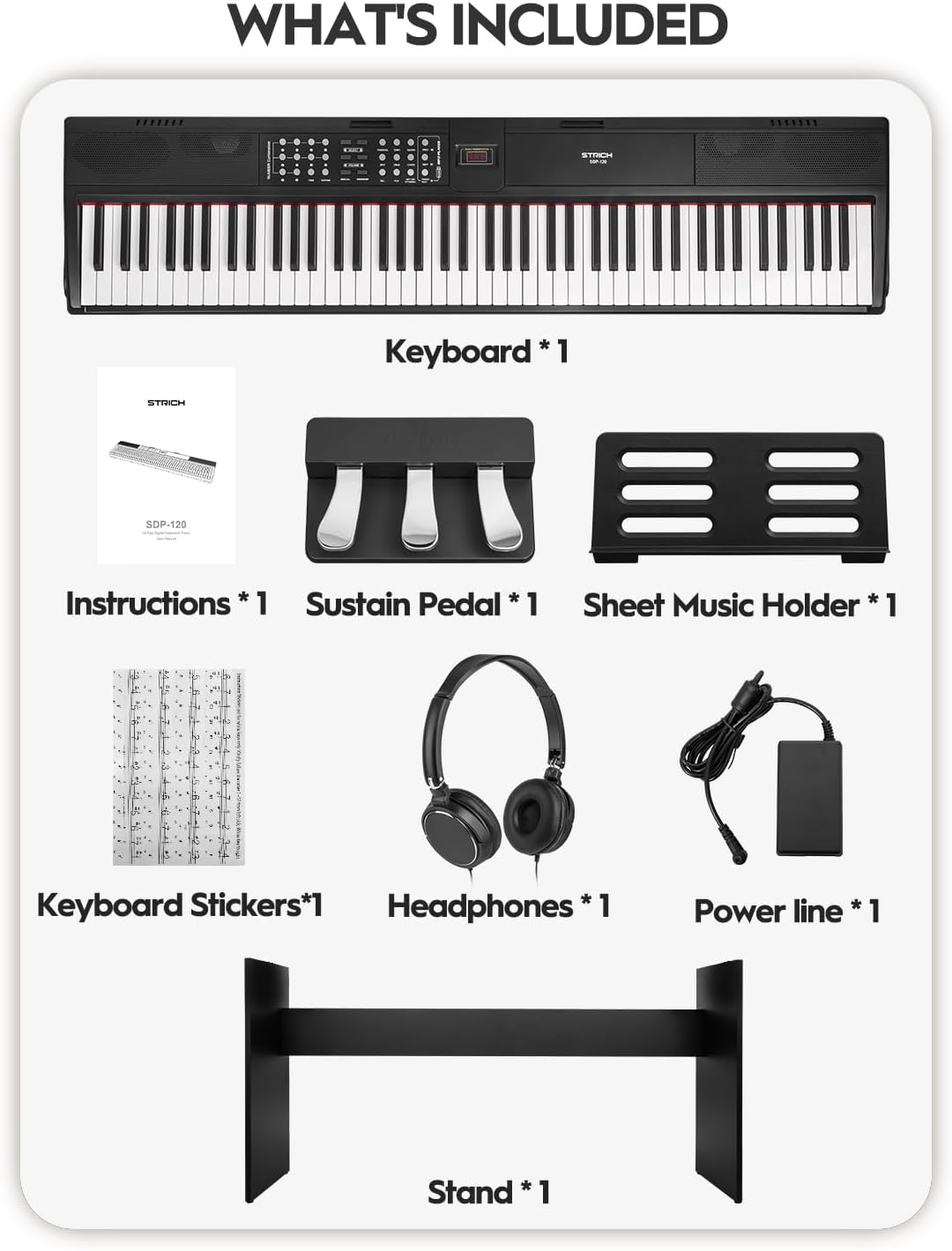 Digitale Piano Zwart – Keyboard – Elektrische Piano – 88-Toetsen Keyboard – Pianotoetsenbord – 88 Volledig Gewogen Hameractie Toetsen – Dubbele 15W Luidsprekers