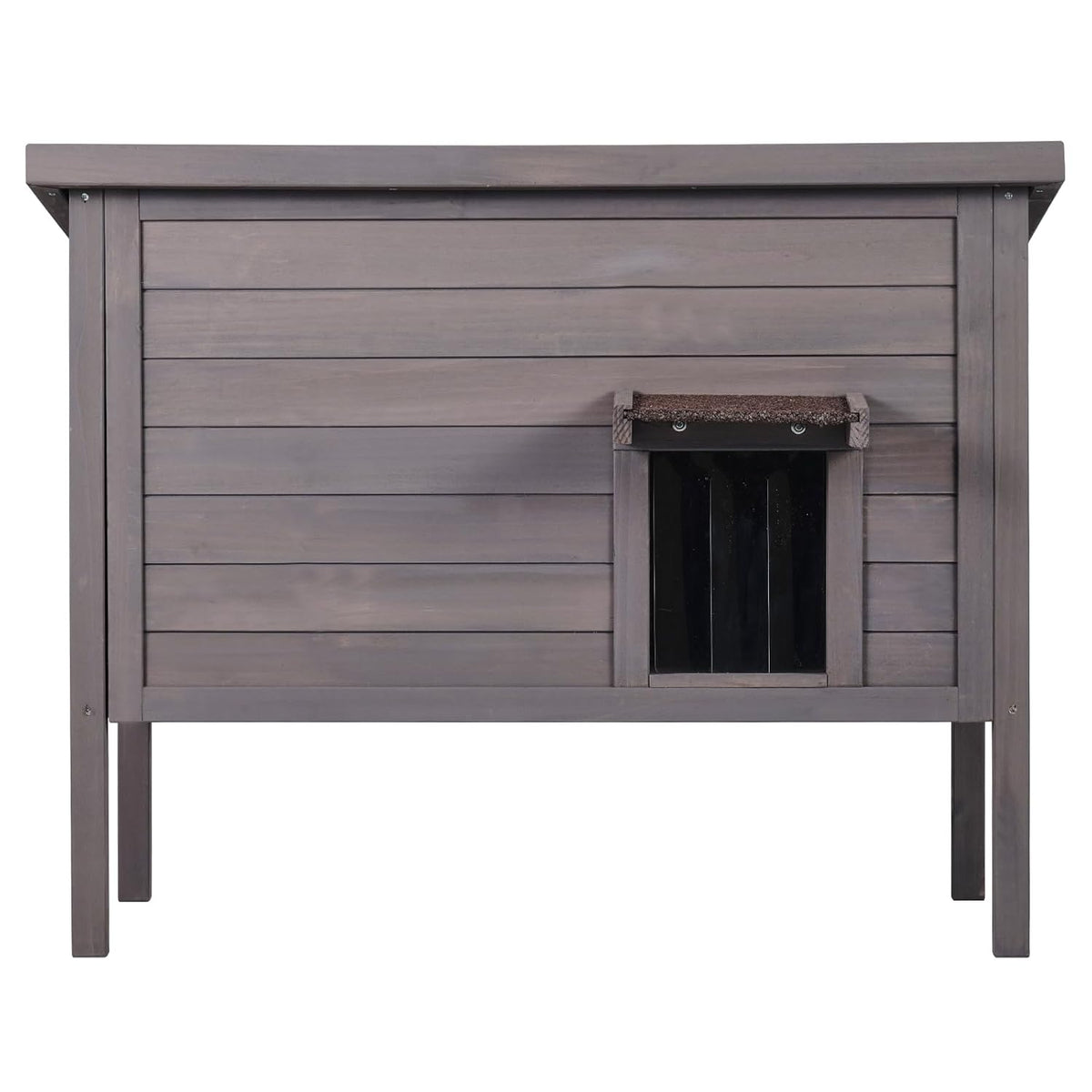 VEVOR Outdoor kattenhuis weerbestendig, wilde kattenschuilplaats voor meerdere katten, buiten houten kat konijnenhuis met rondom schuim geïsoleerd, open dak, PVC deurkleppen, 81 cm L x 65 cm B x 67 cm