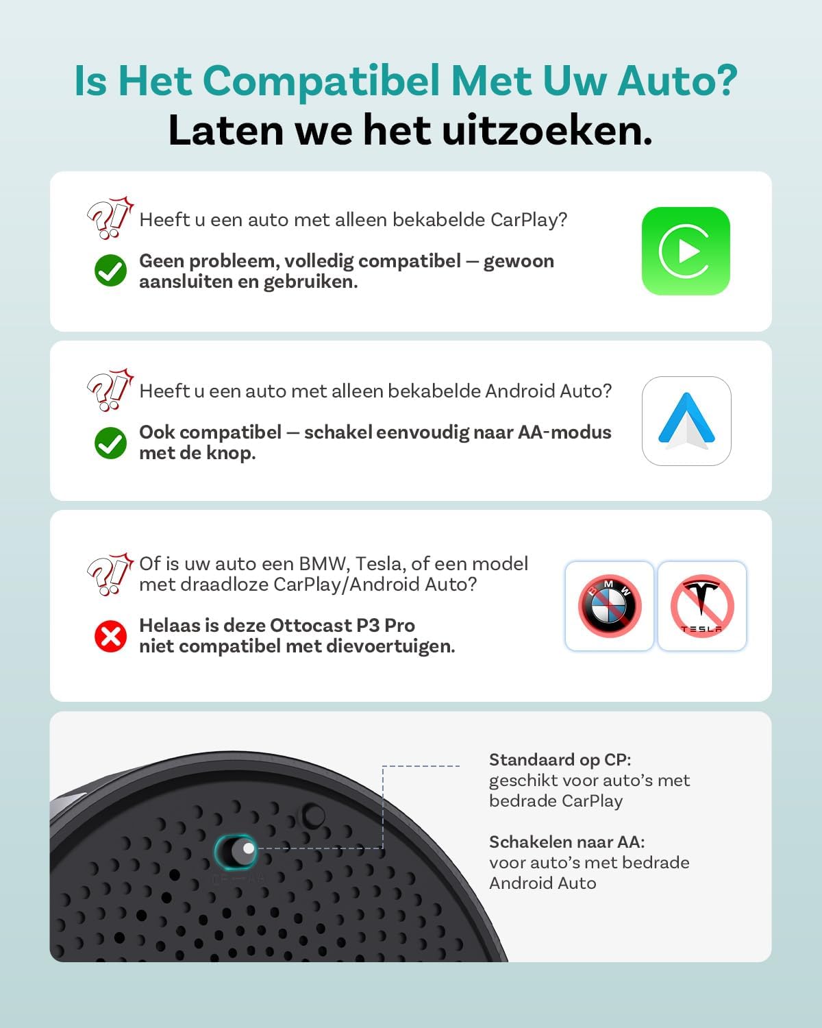 (2026 Nieuw) OTTOCAST P3 Pro CarPlay AI Box, 3-in-1 Draadloze CarPlay & Android Auto Adapter met HDMI-uitgang, 8+128GB, 5G WiFi, Split Screen, Download Elke App, OTA Upgrade voor Bedrade CP/AA Auto’s