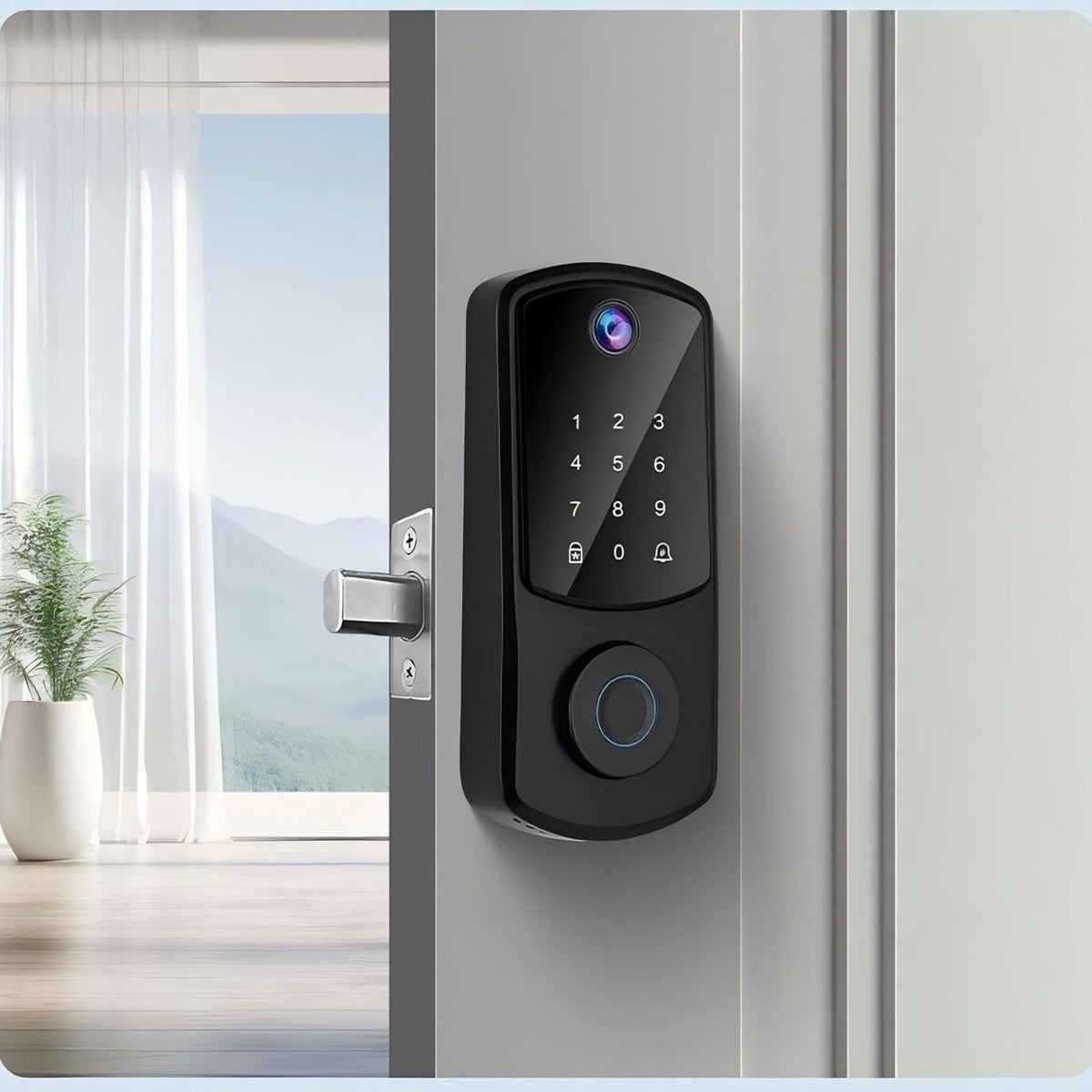 Smart Vingerafdruk WiFi Deurslot met Camera Capture en Unlock, Keyless Entry Deurslot met Deurbel Functie
