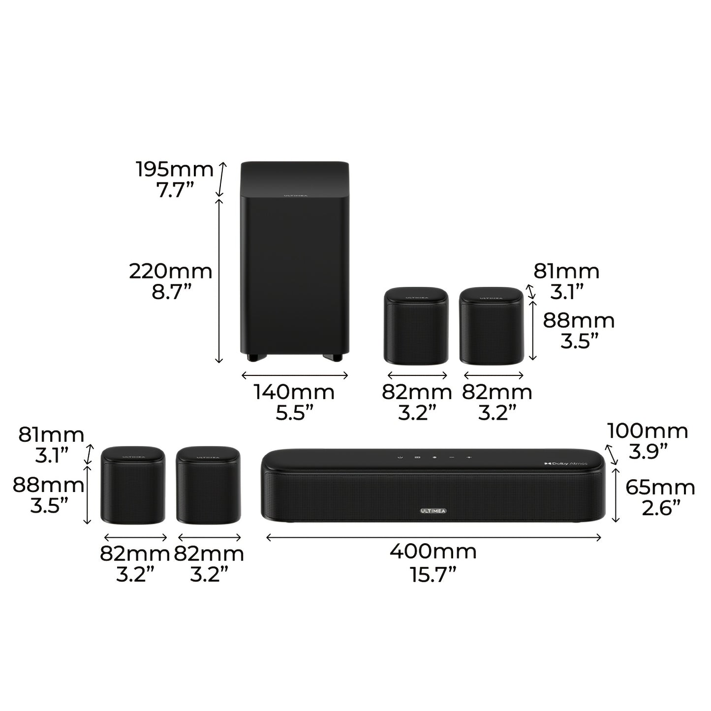 Soundbar – Tv Soundbar – Sound Bar Voor Smart TV – Sound Bar Voor Pc – Soundbars Voor Tv – 7.1 Surround Met Dolby Atmos – Draadloze Achterluidsprekers & Bedrade Subwoofer