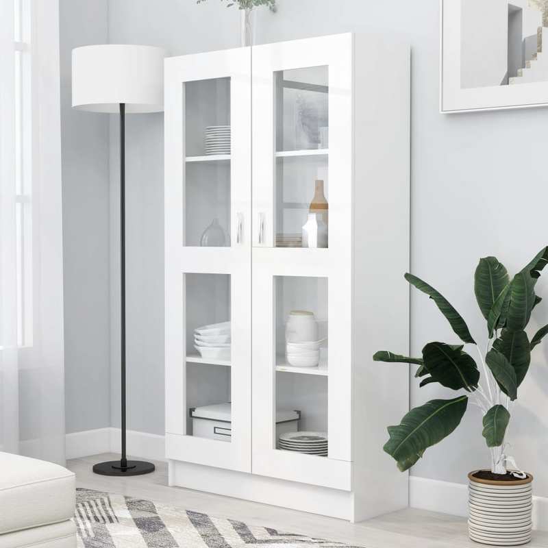 Vitrinekast – Opbergkast – Displaykast – Bergmeubel – Kast Grijs – Compact 82,5x30,5x115 cm – Modern Design