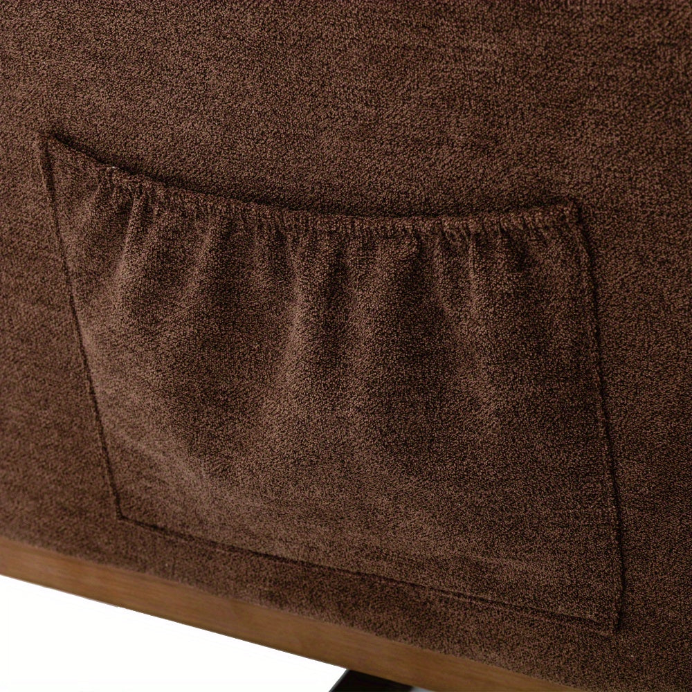 Schommelstoel – Relaxstoel – Fauteuil – Loungestoel – Accentstoel – Mid-Century Modern Design – Hoog Gewatteerd Rugkussen – Koffiebruin Met Memory Foam