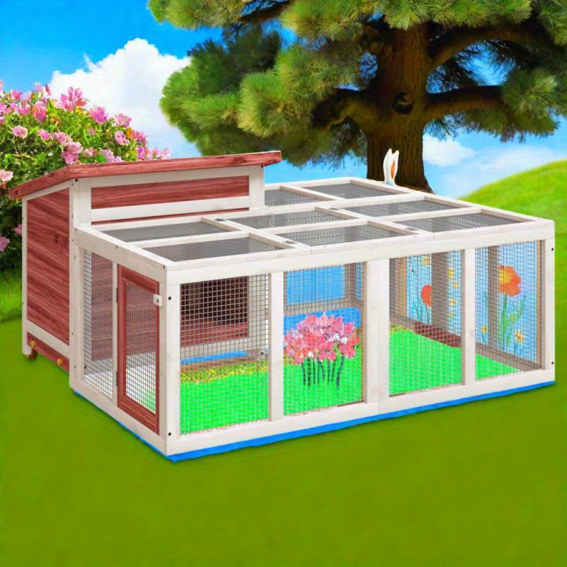 Konijnenhok – Knaagdierenhok – Dierenverblijf – Konijnenkooi – Huisdierhok – Stevig Geïmpregneerd Dennenhout – Ruim 144x123x67,5 cm