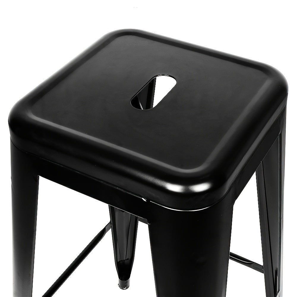 Commercial Metal Dining Chair, 30" High (76cm), Industrial Style Bar Chair Set Of 4, Stackable Heavy Duty Bar Stools Without Back, Suitable for Restaurants, Cafes, Bistros (Set Of 4, Easy to Clean)