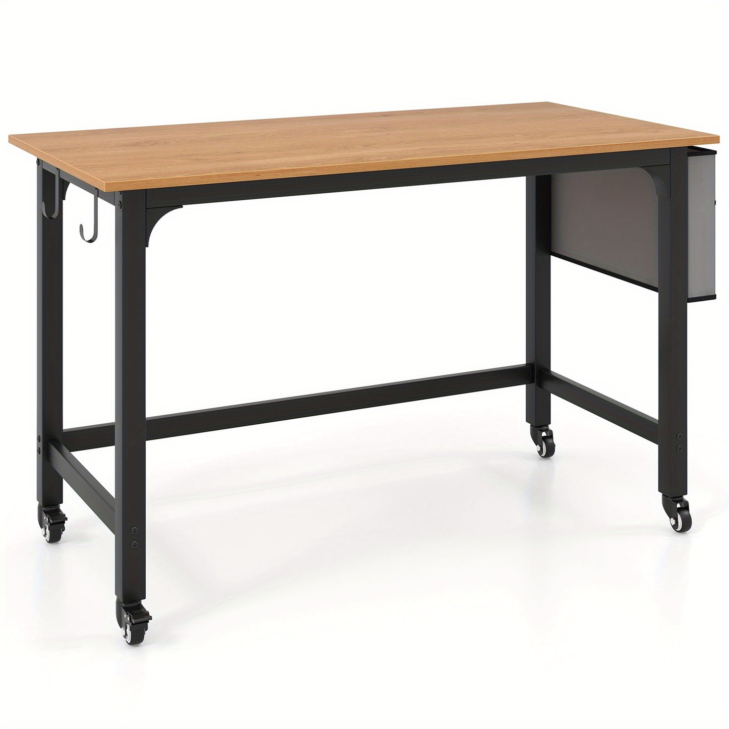 Bureautafel – Computerbureau – Computertafel – Laptoptafel – Werktafel – Mobiel met Wieltjes – 120x60 cm – Houtkleur Met Metaal