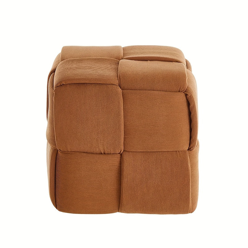 Krukje – Stoel – Hocker – Voetenbankje – Bijzetkruk – Corduroy Stof – Compact Formaat 40x40x40 cm – One-Piece Zonder Montage