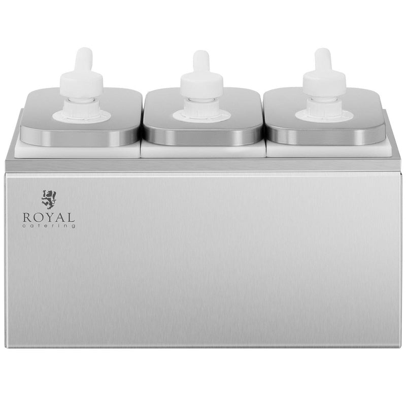 Triple Sauce Dispenser with Pump, Stainless Steel, 3 x 2 L