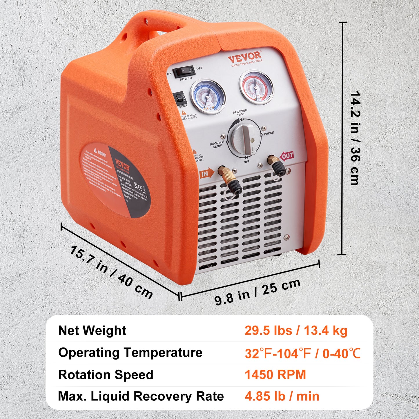 Koelmiddelafzuiger – Koelmiddelterugwinmachine – Refrigerant Recovery Machine – AC Terugwinapparaat – Koelgas Terugwinmachine – Compact en Lichtgewicht – Hoge Drukbeveiliging 220-240V