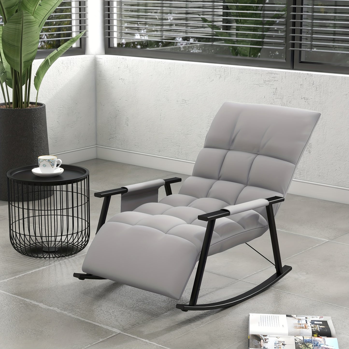 Schommelstoel – Relaxstoel – Fauteuil – Loungestoel – Voedingsstoel – Extra brede Zitting – Handmatig Verstelbare Rugleuning