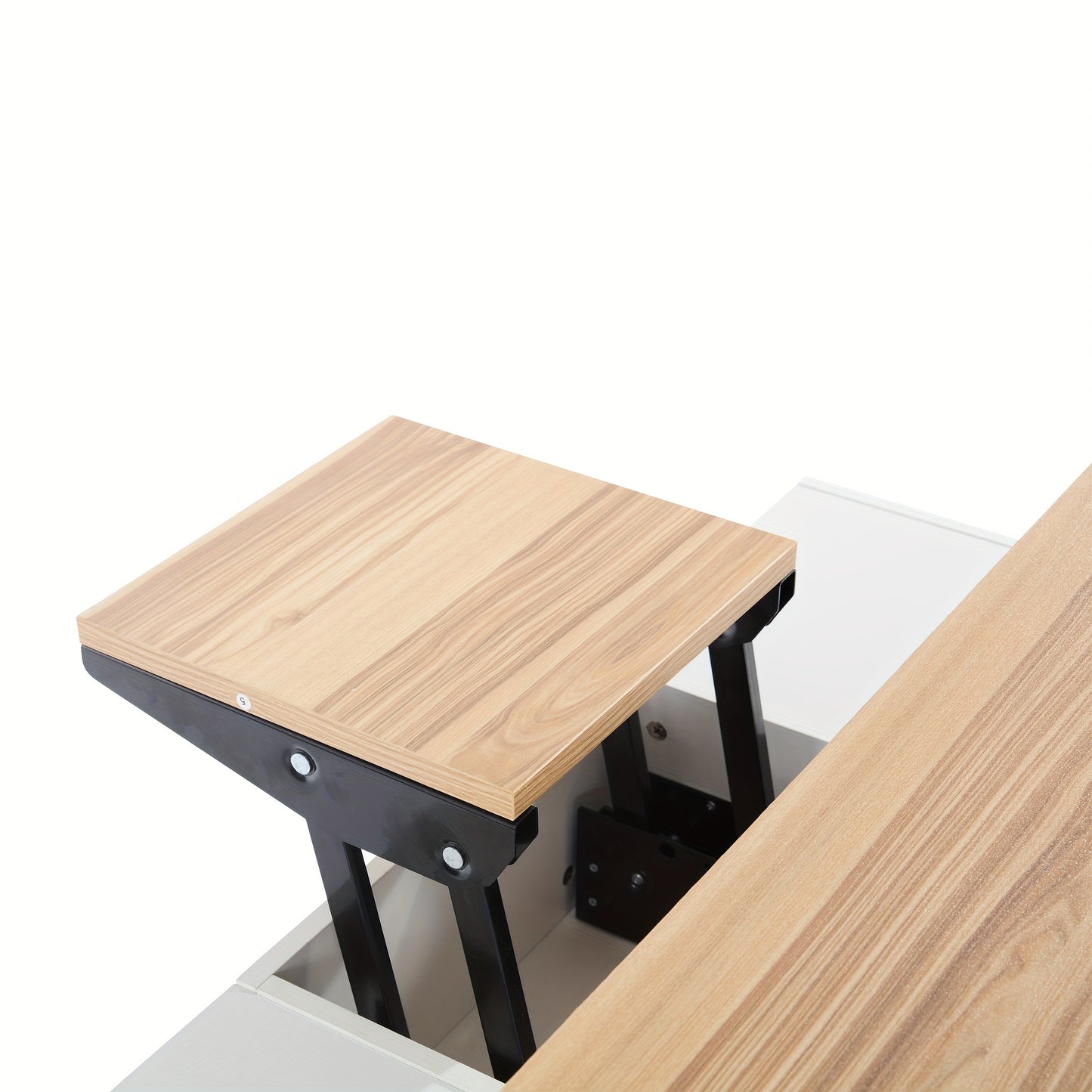 Adjustable Height Coffee Table with Folding Function & 4 Drawers - 100x50x47, 5cm, Large & Small Hydraulic Lifted Tables, Mobile Living Room Sofa Table with Casters, Contemporary Metal Design, Easy Assembly, No Power Needed,