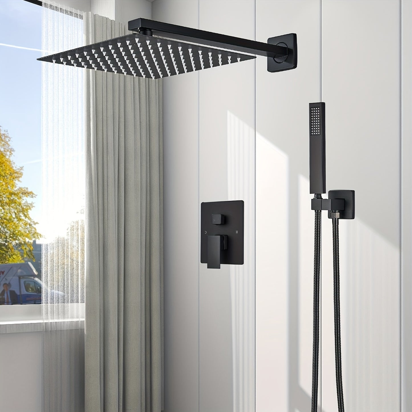 Messing Doucheset – Regendouche – Handdouche – Onderputz Douchset – Doucharmatuur – Zwart – Antiek Olie-Gewreven Afwerking – Verstelbare Hoogte 70-120 cm - QUORE