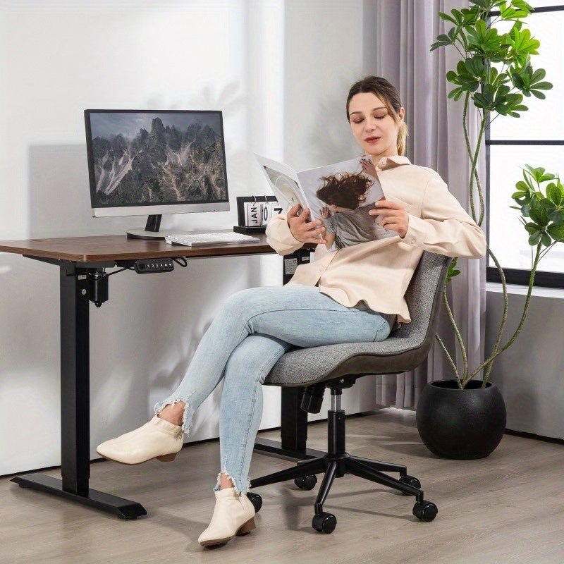 Bureaustoel – Office Chair – Ergonomische Stoel – Draaistoel – Bureaustoelen – Verstelbare Hoogte – 360° Draaibaar – Metalen Frame – Linnenlook Bekleding
