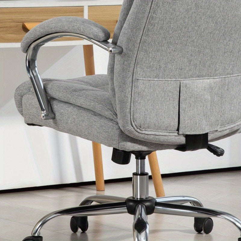 Vinsetto Ergonomic Office Chair with Adjustable Tilt & Height, Padded Armrests & Headrest, 360° Swivel, 5-Wheel Rolling Base - Light Gray Nylon Computer Desk Chair for Home & Office, Big And Tall Office Chair, Minimalistic D