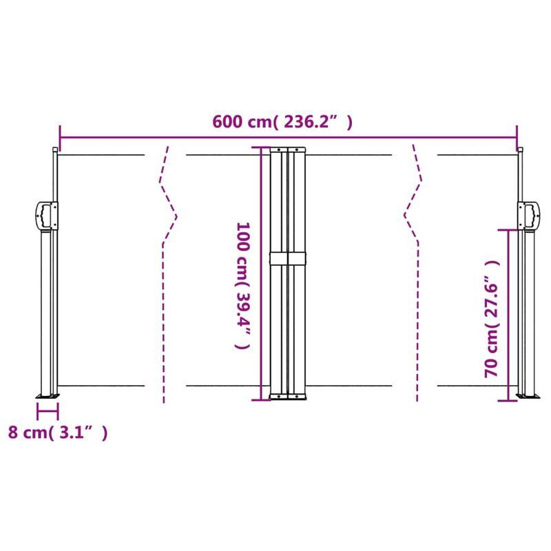 Retractable Windshield 100x600cm (38.5x20in) - Removable Temporary Outdoor Blackout Curtain with Red Accents, 81- Light Blocking, Durable Fabric for Patio, Balcony, Garden & Poolside Protection, Patio Privacy, Stylish Window