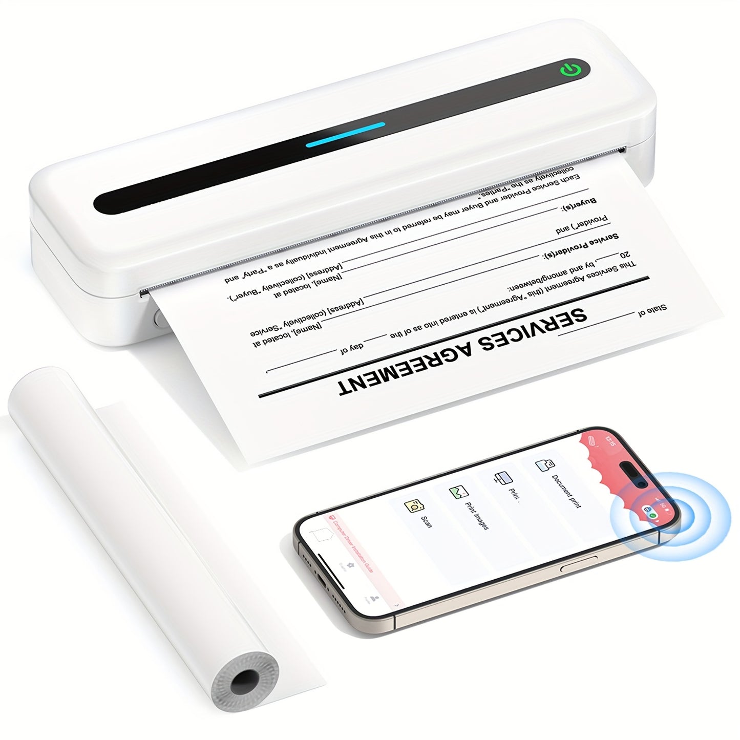 Draagbare Thermische Printer – Mobiele Printer – Bluetooth Printer – Inkless Printer – Wireless Printer – Compact & Lichtgewicht – USB Oplaadbare Lithium-Polymeer Batterij