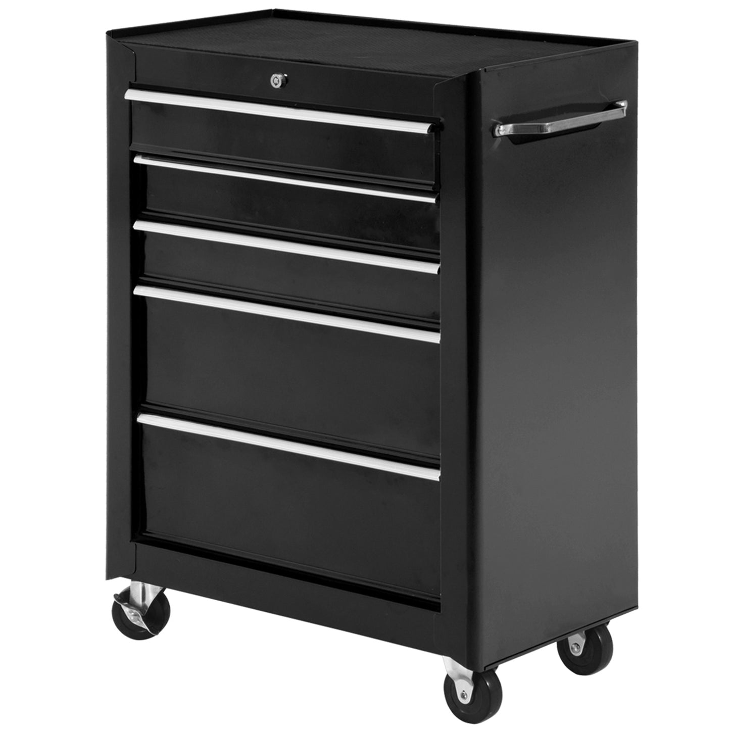 Werkplaatswagen – Gereedschapswagen – Gereedschapskist – Tool trolley – Werkbank kastje – 5 Lades – Vergrendelbaar met Sleutels – Stalen Constructie – Antislip Mat – Zwart