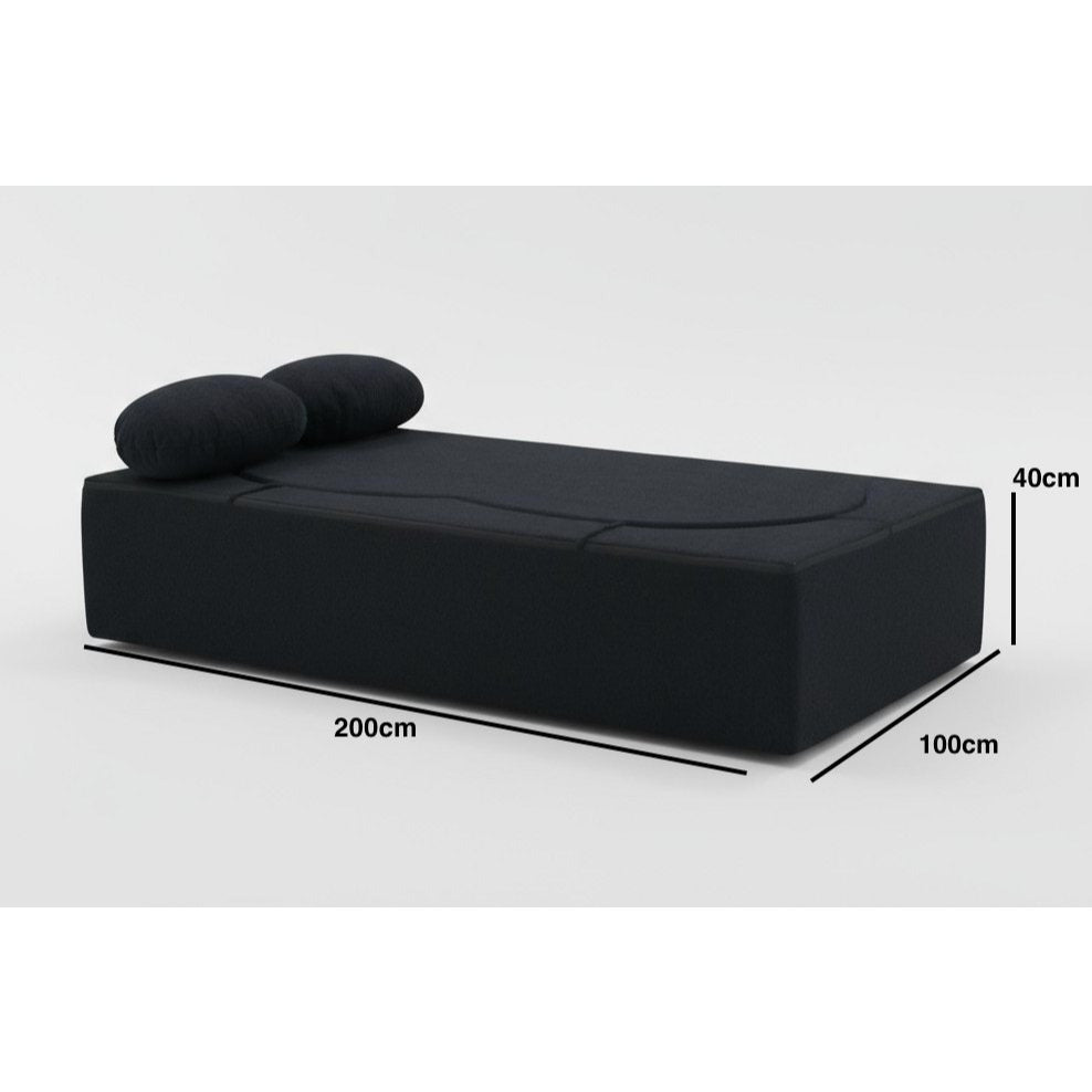 Klapbank – Slaapbank – Slaapbankje – Bankbed – Kinderbank – Modern Scandinavisch Design – Memory Foam Matras 200x100 cm – Afneembare Wasbare Hoes – Zachte Bouclé Bekleding