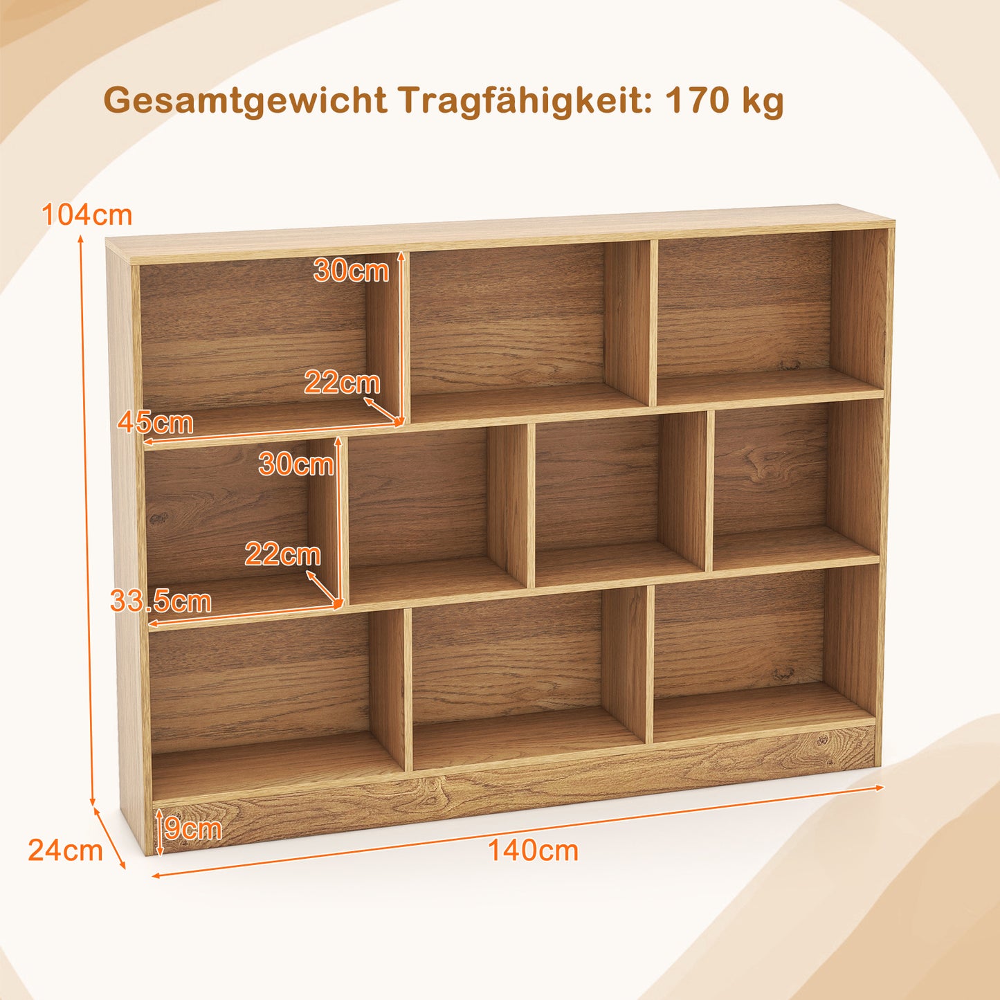 Boekenkast – Vakkenkast – Opbergkast – Kast – Wandkast – 10 Compartimenten – MDF Hout – Anti-Kantelbescherming
