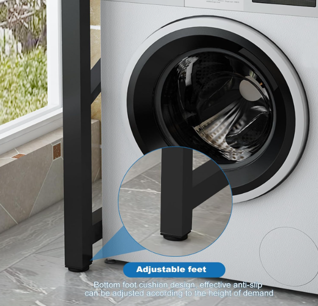 Badkamerrek – Opbergrek – Wasmachine Rek – Toiletrek – Opbergkastje – Verstelbare Hoogte – Duurzaam Carbonstaal