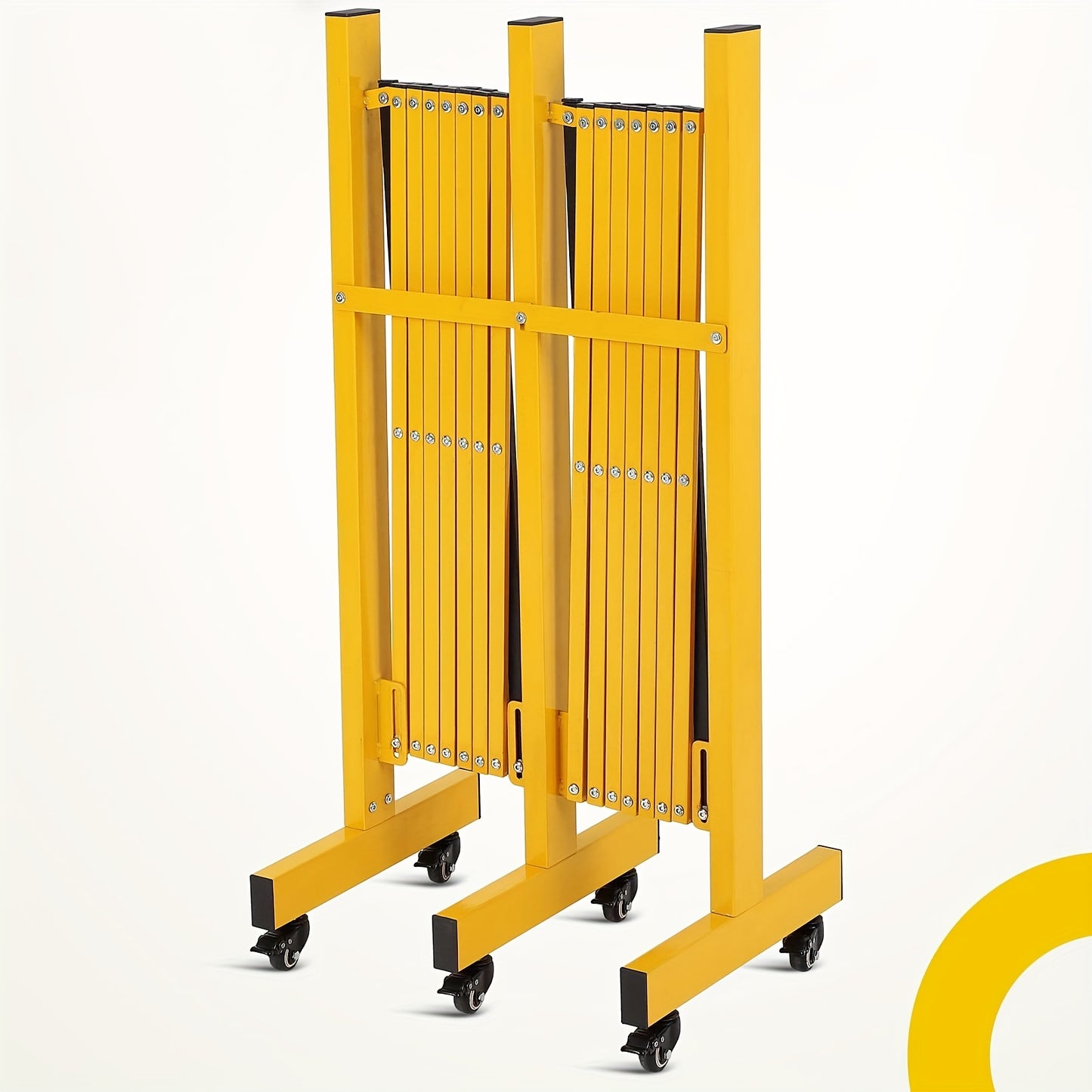 4.88meter Retractable Scissor Gate Barrier with Locking Wheels - Heavy-Duty Folding Safety Barricade, Adjustable Height & Width, Portable Traffic Blocker with Sturdy Base for Driveway, Crowd Control, Construction Zones, Event