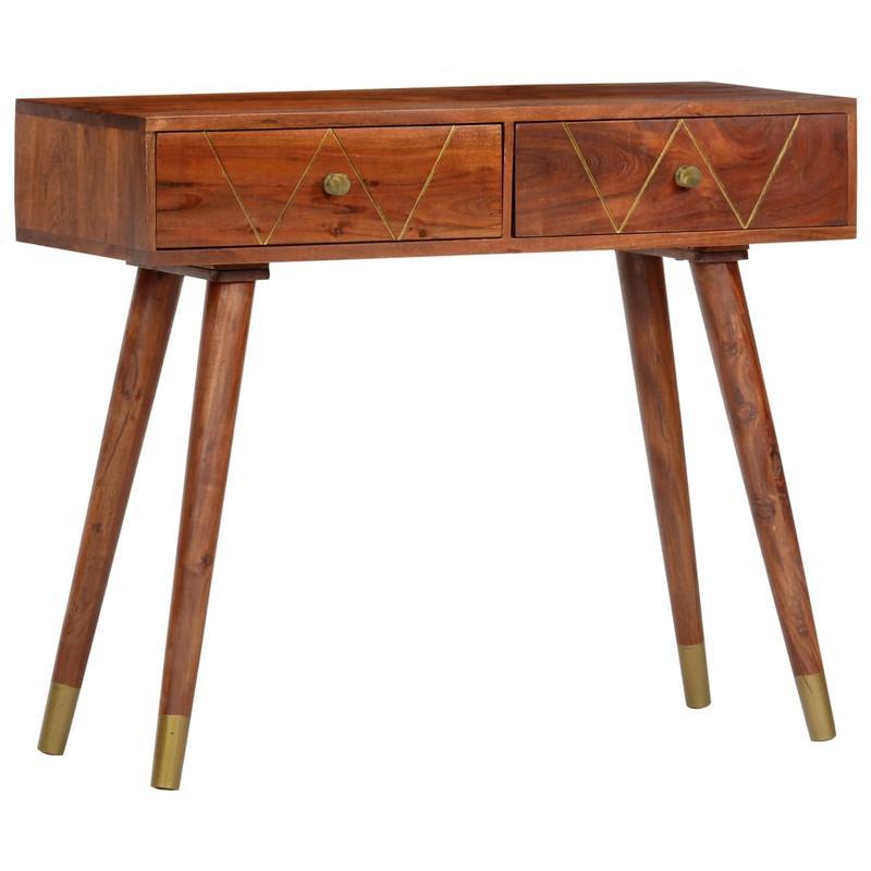 Acacia Houten Sidetable – Wandtafel – Console Tafel – Houten Tafel – Bijzettafel – Rustiek Design – 90x35x76 cm – Gouden Accenten