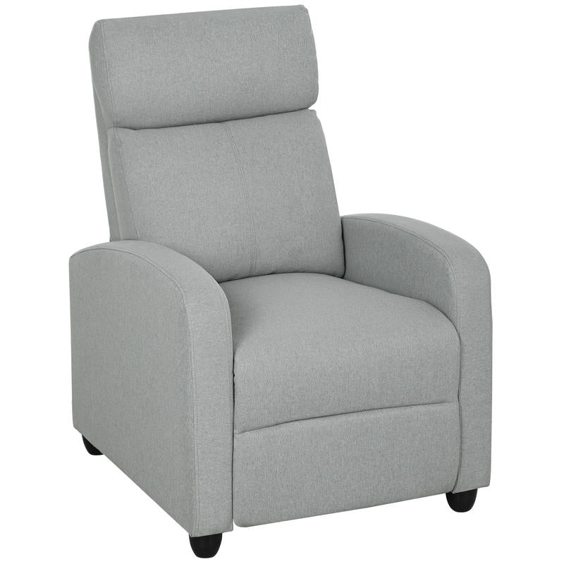 Relaxfauteuil – Lounge Chair – Verstelbare Fauteuil – Relaxstoel – Zitfauteuil – Lichtgrijs – Handmatig Kantelbaar Tot 135° – Uitschuifbare Voetensteun