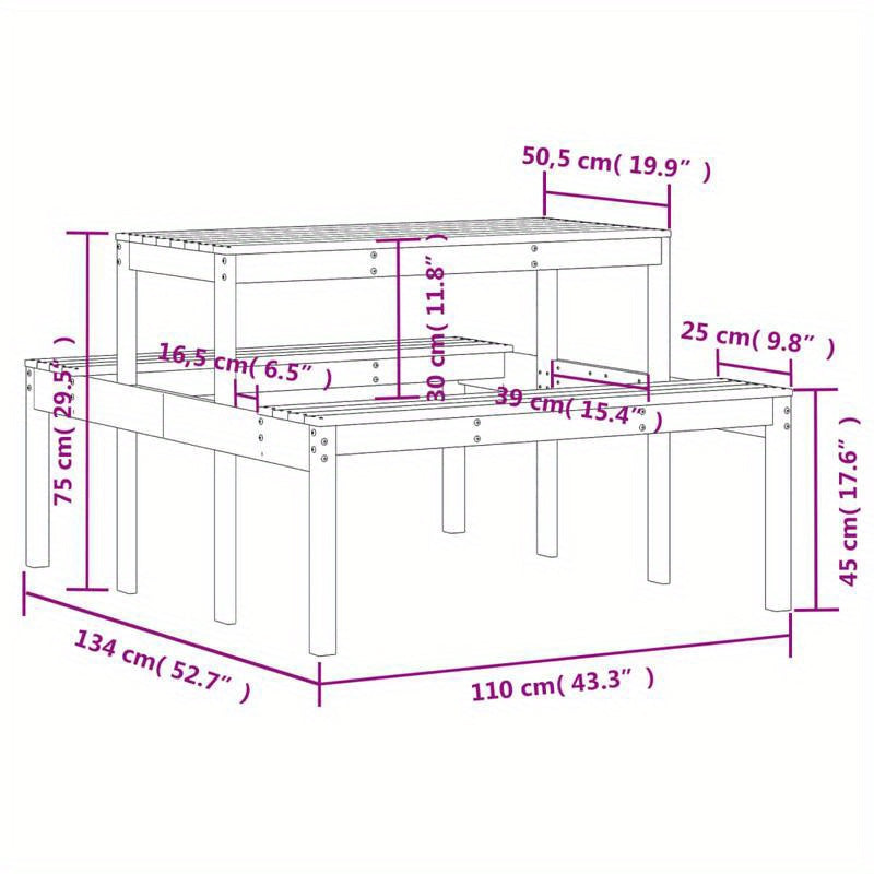 Solid Pine Wood White Modern Picnic Table with White Tabletop & Sturdy A-Frame Legs - Heavy-Duty Portable Design, Durable for Backyard,, Patio, Balcony - Easy Assembly, Low-Maintenance Furniture (110x134x75cm) - Contemporary