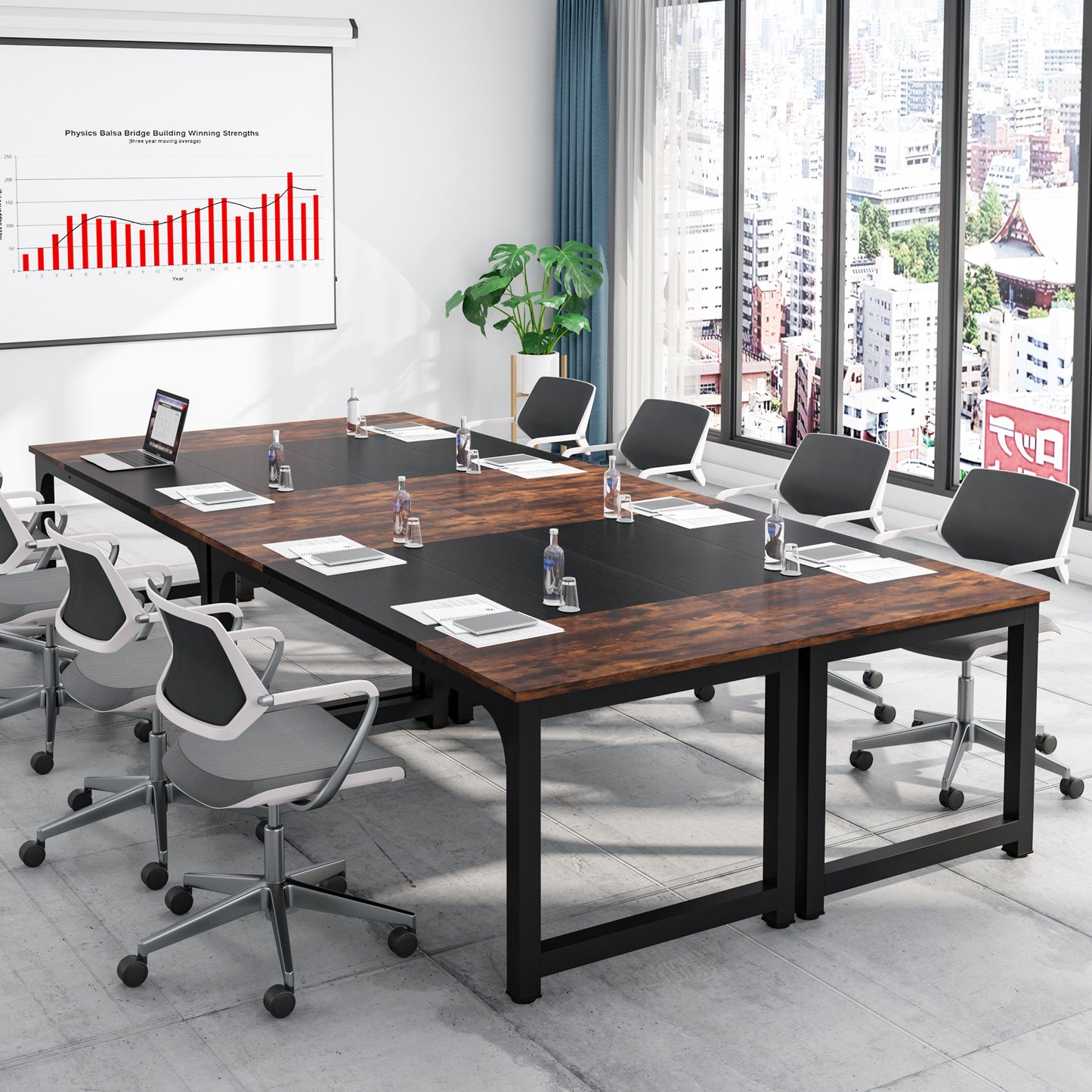Bureau – Computertafel – Bureautafel – Werkplek – Eettafel – Rustiek Bruin/Zwart – 180x80x75 cm – Stevig Metalen Frame