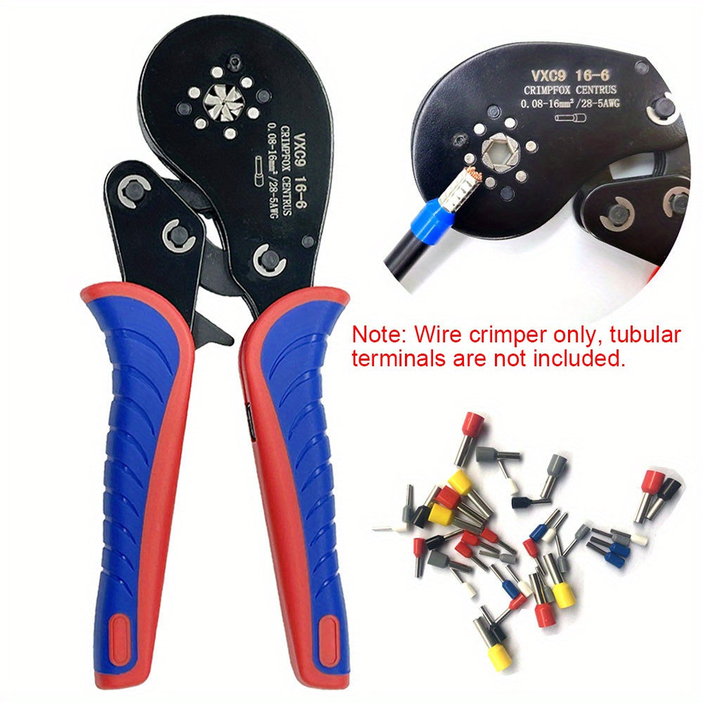Krimptang – Ratelkrimptang – Kabelkrimptang – Adereindhulzentang – Elektricienstang – Ergonomische Antislip Handgrepen – Geschikt Voor 0,08-16 mm² Kabels