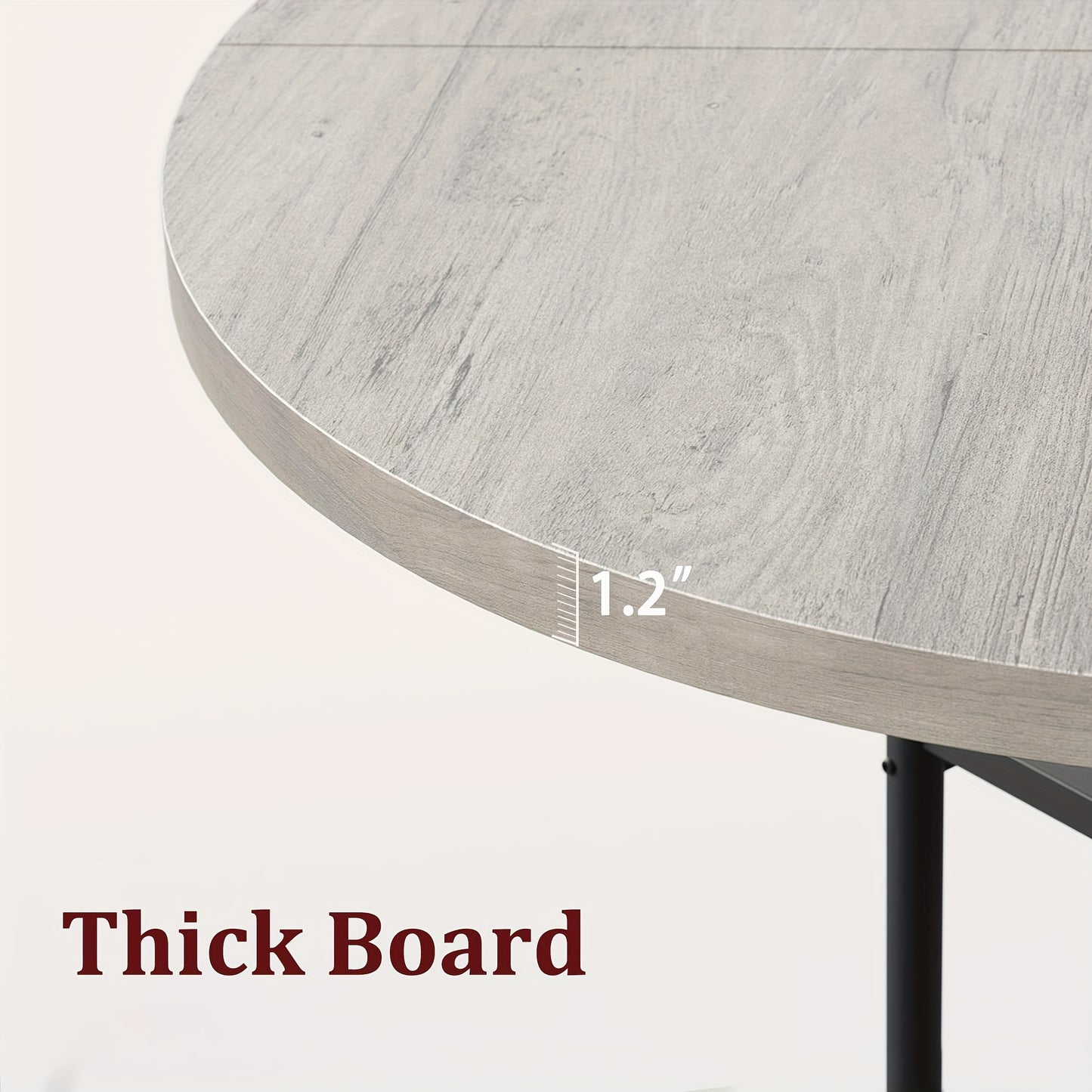 Ronde Eettafel – Dining Table – Tafel – Keukentafel – Eetkamertafel – Grijs – 2-laags Opbergruimte – Stevig Metalen Frame