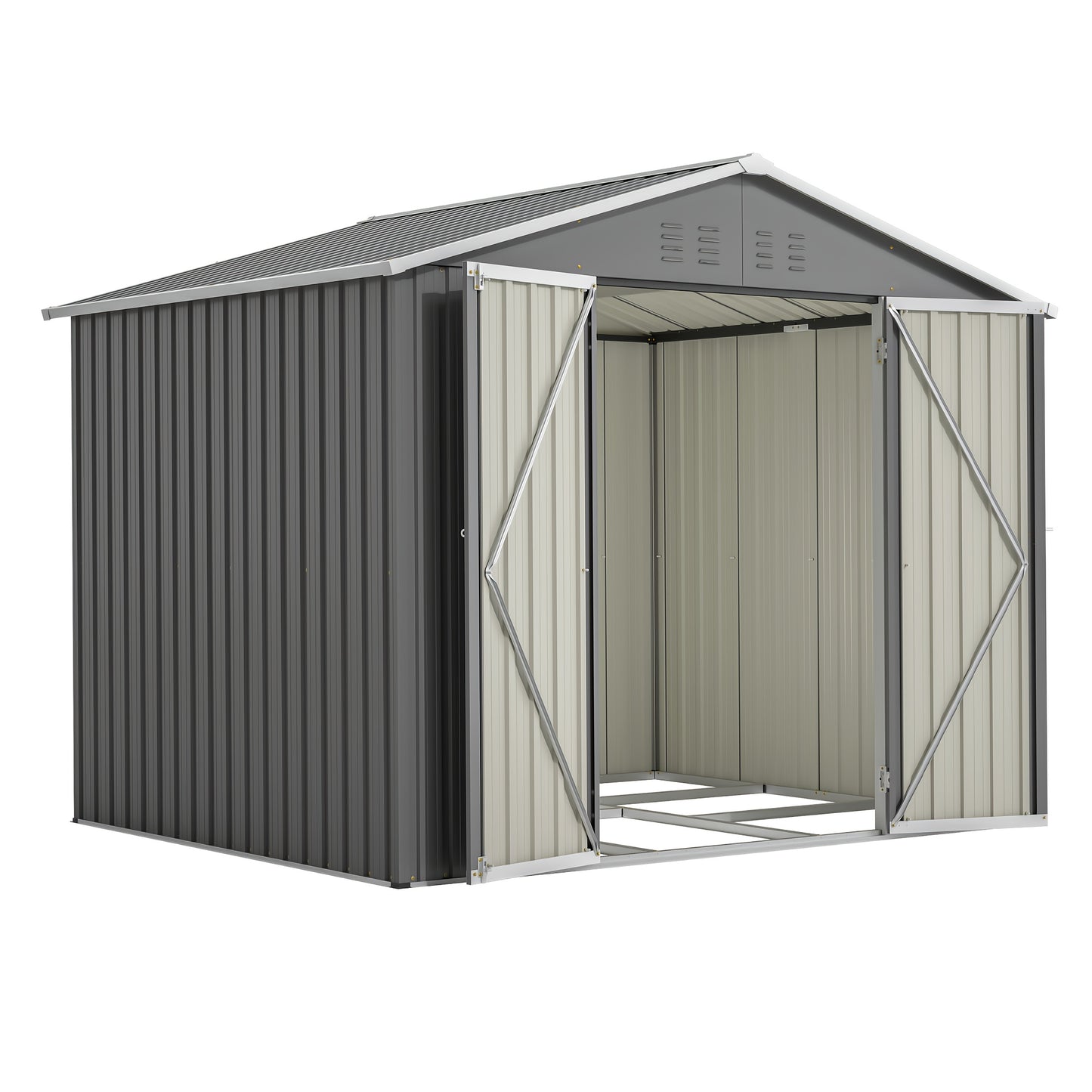Tuinhuisje – Tuinschuur – Berging – Gereedschapsschuur – Metaal – Weerbestendig Staal – Ventilatie – Met Slot – 244x183 cm – Grijs