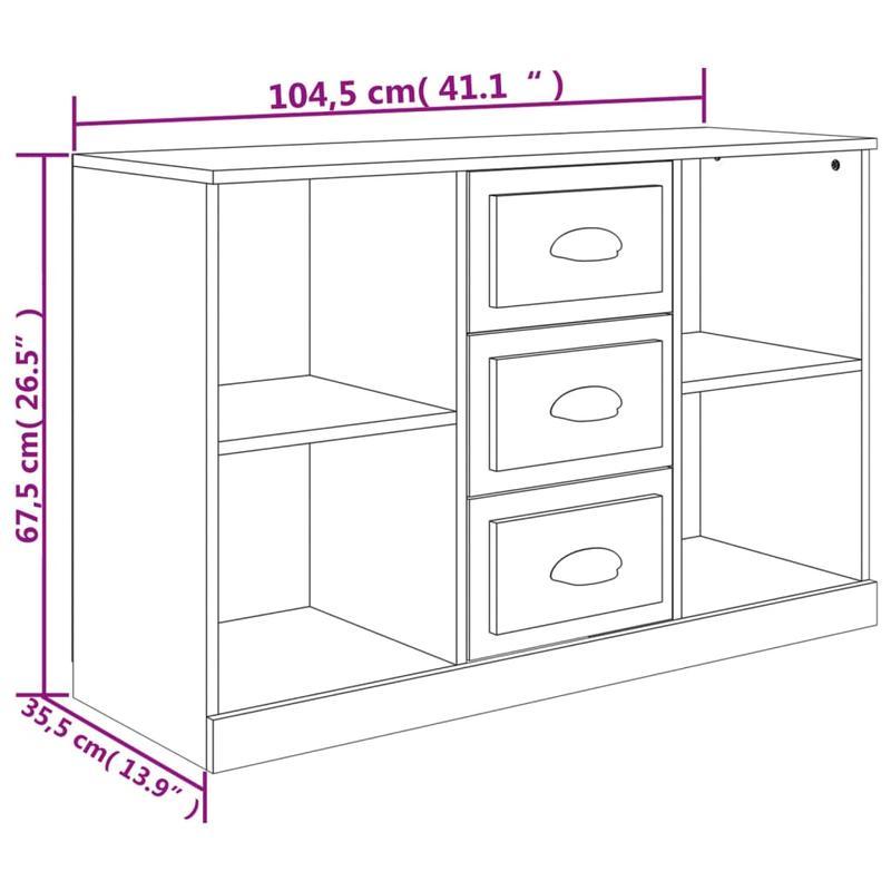 Modern White Sideboard with Drawers & Shelves - 106.68cm Wide, 35.56cm Deep, 66.04cm Tall Storage Cabinet for Living Room, Bedroom, Office - Minimalist Design, Hardwood Construction, No Assembly Required, Sideboard Cabinet, B