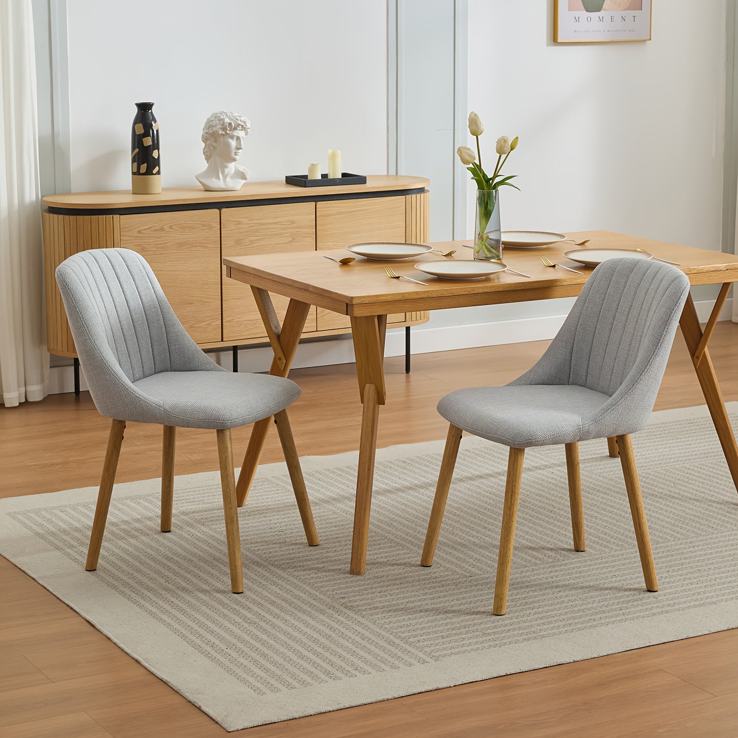 Scandinavische Eetkamerstoelen – Stoelen – Eetkamerstoelen – Design Stoelen – Tafelhoezen – Grijs – Massief Eiken Frame – Ergonomisch Zithouding