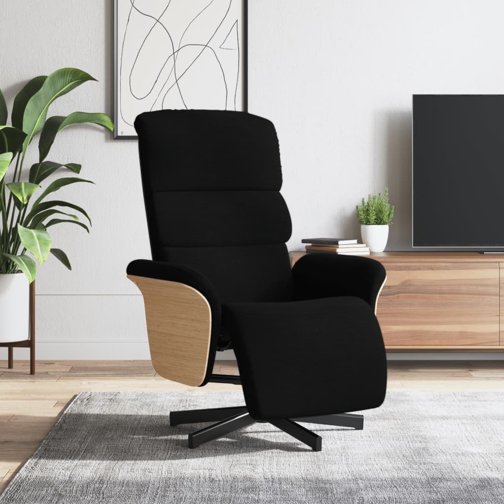 Verstelbare Fauteuil – Relaxstoel – Zwarte Stoel – Draaifauteuil – Voetensteun Fauteuil – 360° Draaibaar – Ademend Stof Bekleed
