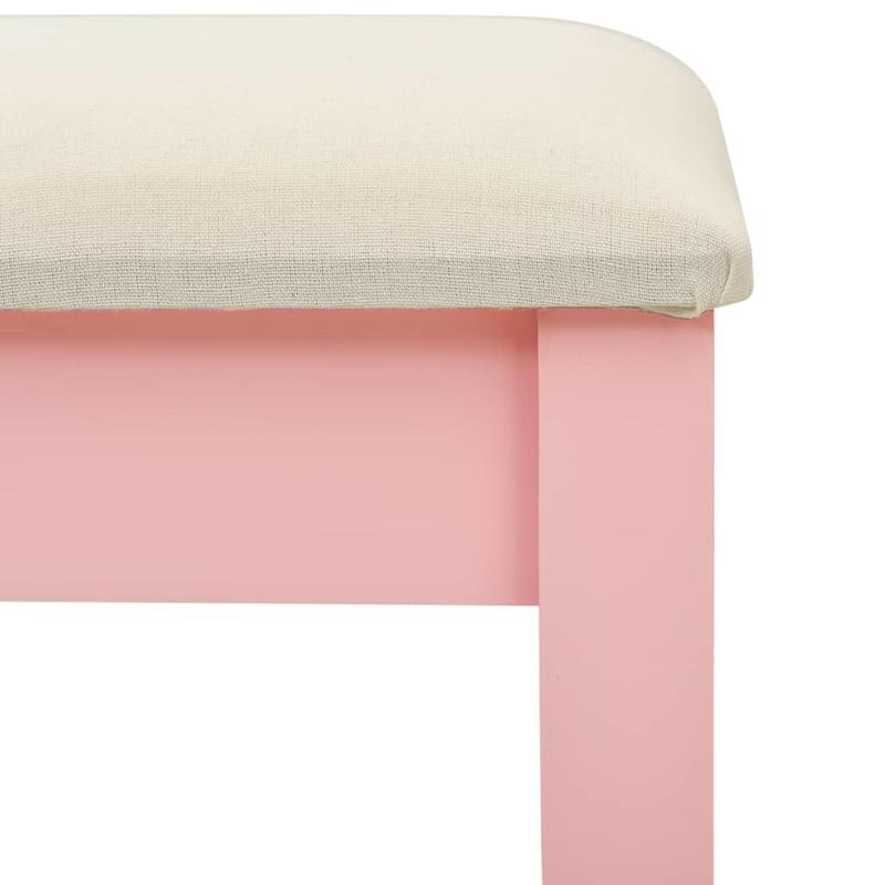 Dressing table with stool 65x36x128cm paulownia wood MDF pink