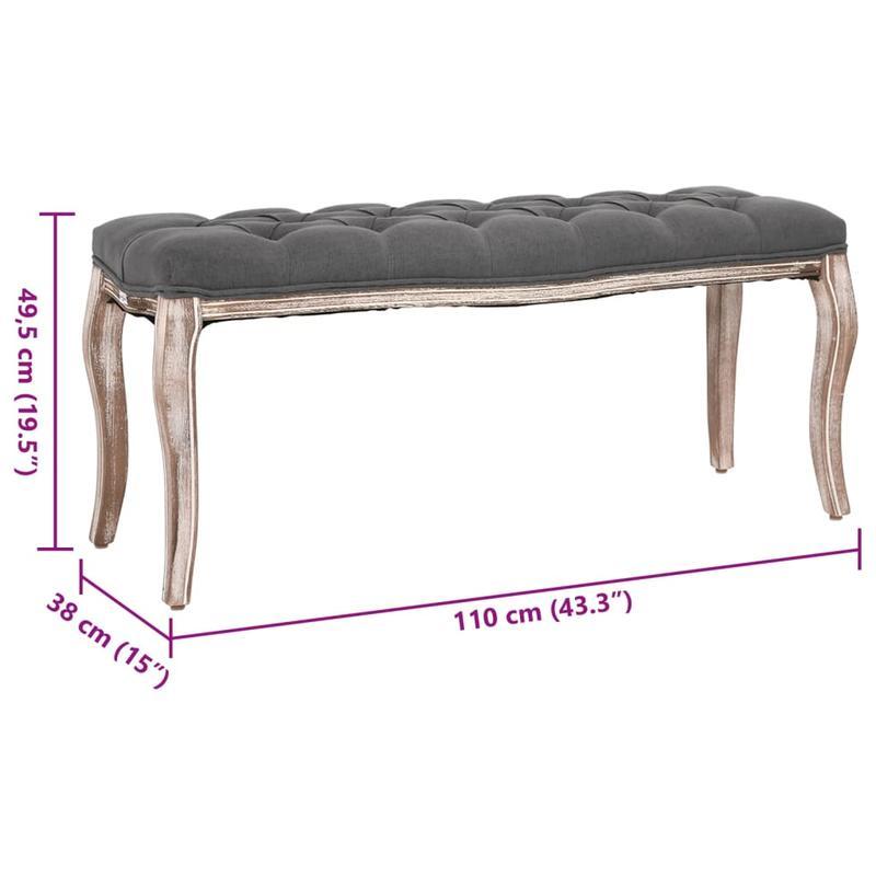 Modern Solid Wood Bench 110x38x48cm - Dark Gray Entryway Bench with Metallic Accents, Versatile Storage Stool for Living Room, Hallway & Home Decor, Storage Bench