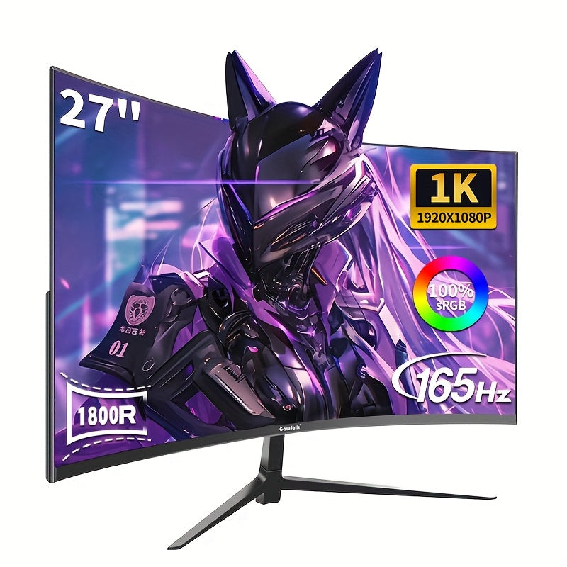 27-inch Gaming Monitor – Curved Scherm – PC Monitor – Computerbeeldscherm – Frameloos Design – 165Hz Verversing – FreeSync Technologie