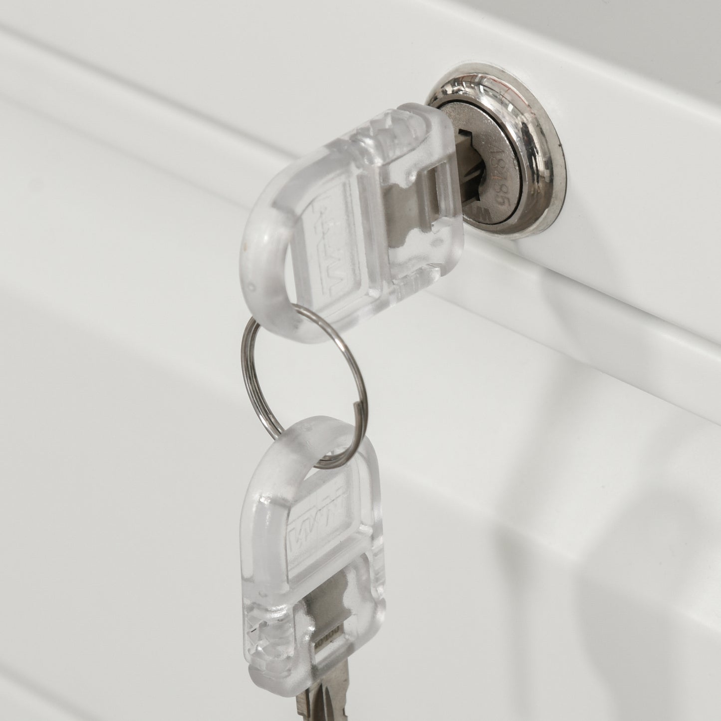 Rollcontainer – Bureaukast – Ladeblok – Kantoorcontainer – Archiefkast – Met 3 Lades – Wit Staal – Lockable – Met Wieltjes – 39x48x60 cm
