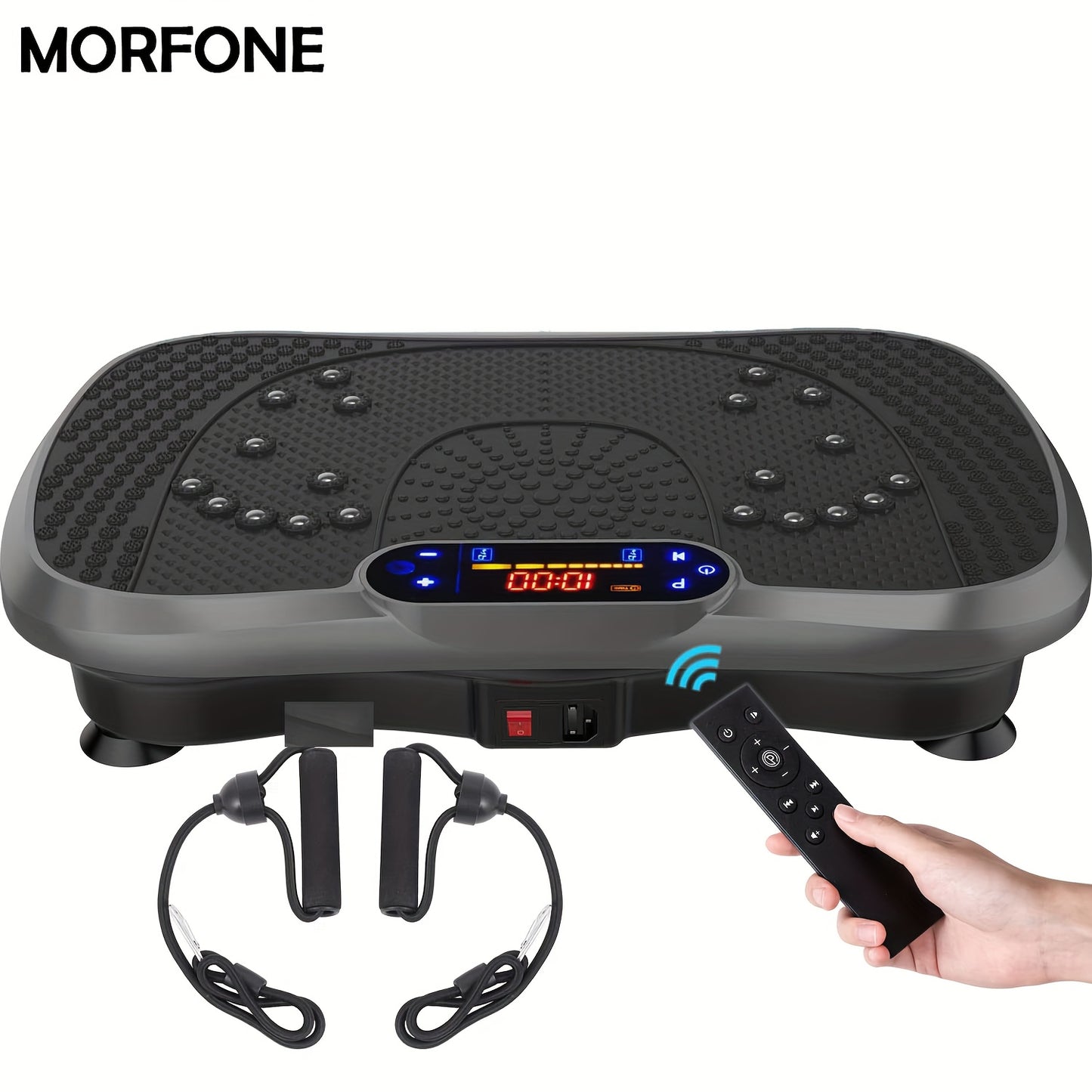 Vibratieplaat – Vibratietrainer – Spierstimulator – Fitnessapparaat – Trainingsplaat – 3 Intensiteitsniveaus – Inclusief Afstandsbediening en Trainingsbanden – Max. Belastbaar 150 kg – Geschikt Voor Thuis en Sportschool