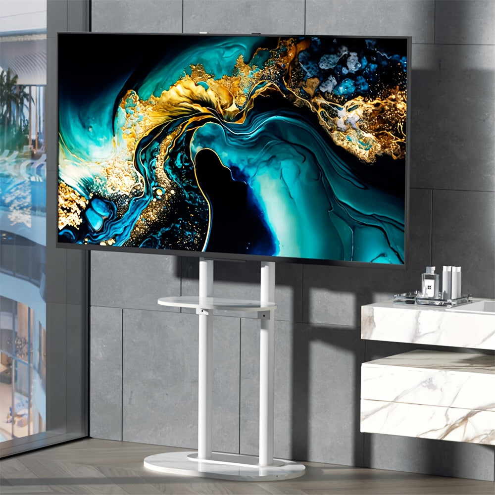 TV-standaard – Tv-meubel – Entertainment Center – Tv-houder – Tv-kast – Verstelbare Hoogte – Stevig Metalen Frame Met Marmeren Basis