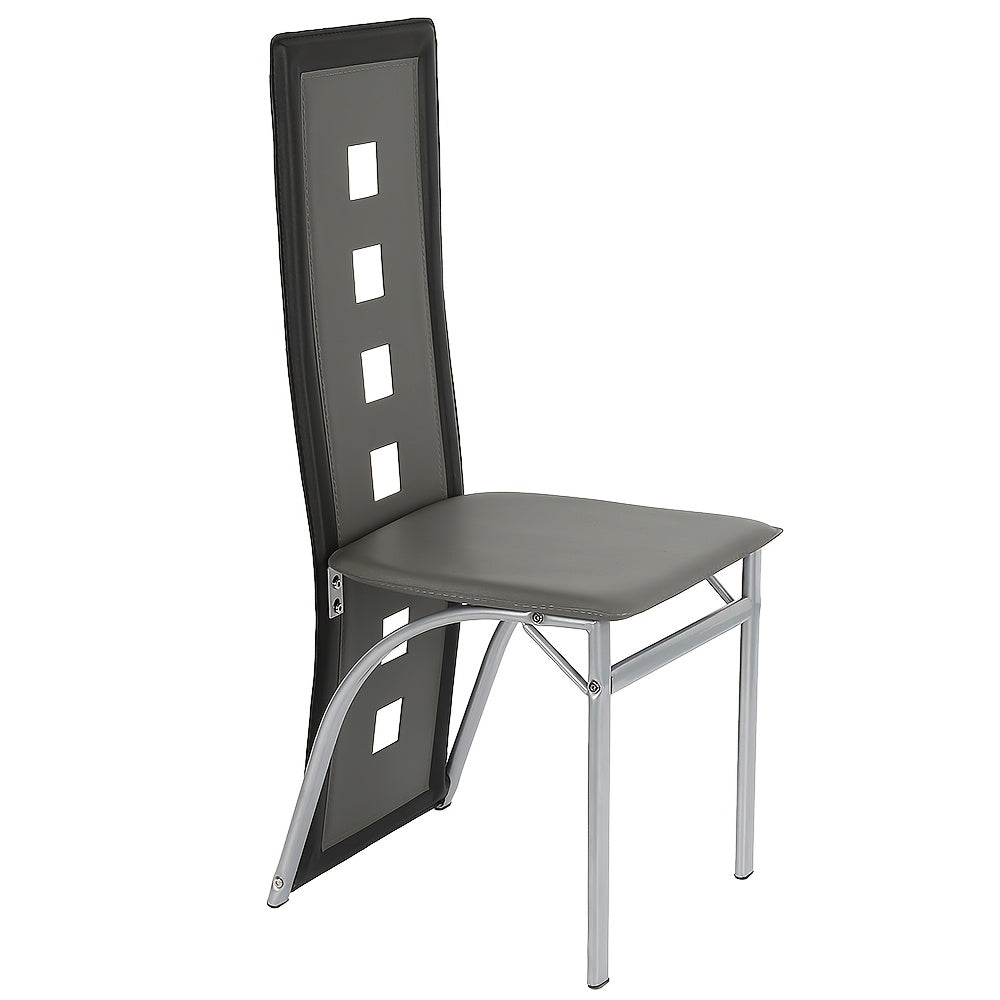 Eetkamerstoel – Stoel – Barstoel – Keukenstoel – Caféstoel – Set van 4 – Hoogwaardige PU Zitting – Ergonomische Rugleuning – Zwart-Grijs – Stevig & Comfortabel – Eenvoudige Montage