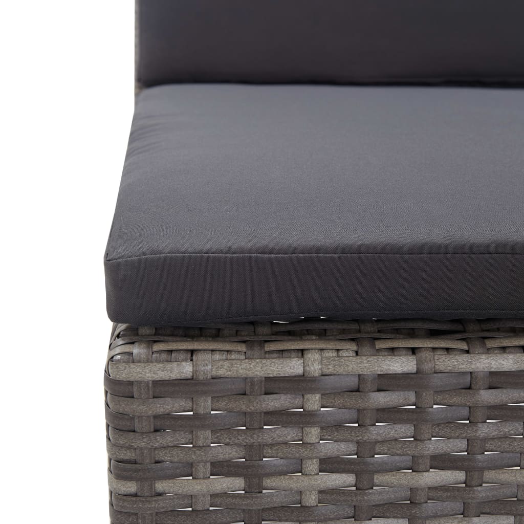 Loungebank – Loungeset – Tuinbank – Tuinmeubel – Balkonbank – Weerbestendig PE Rattan – Stevig Stalen Frame – 3-delig – Inclusief Comfortabele Kussens – Grijs