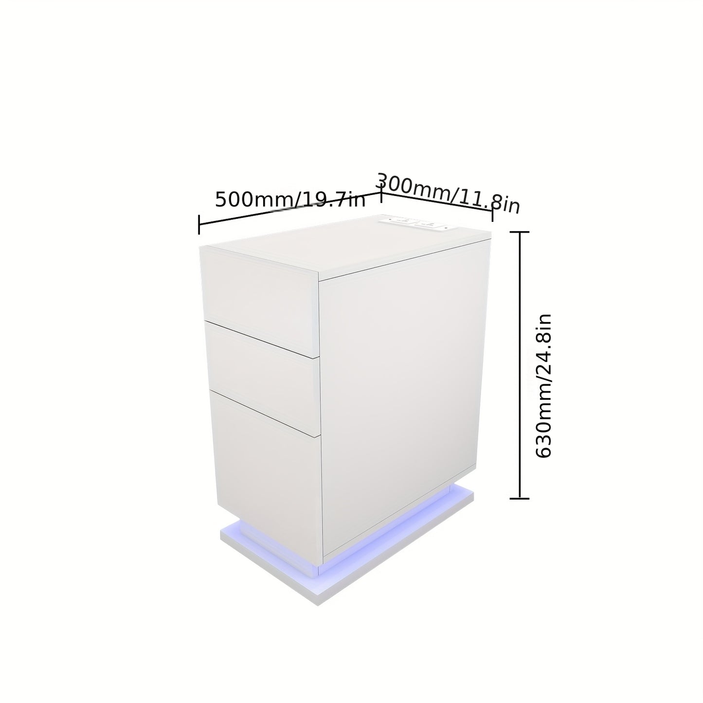 Nachtkastje – Bedside Table – Nachtkast – Opbergkastje – Slaapkamerkastje – Wit – 3 Lades – Compact Ontwerp Onder 68,5 cm – Duurzaam Hardhout