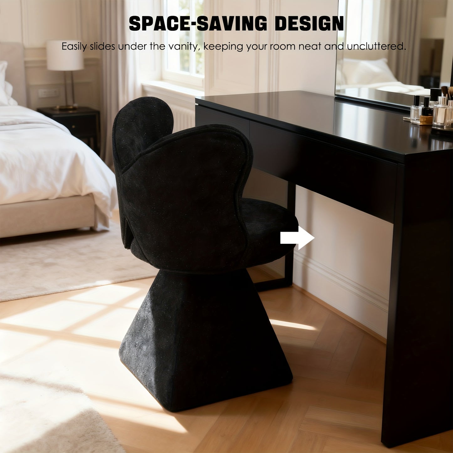 Stoel – Eetkamerstoel – Draaistoel – Loungestoel – Kaptafelstoel – Chenille Stoffering – 360° Draaibaar Design