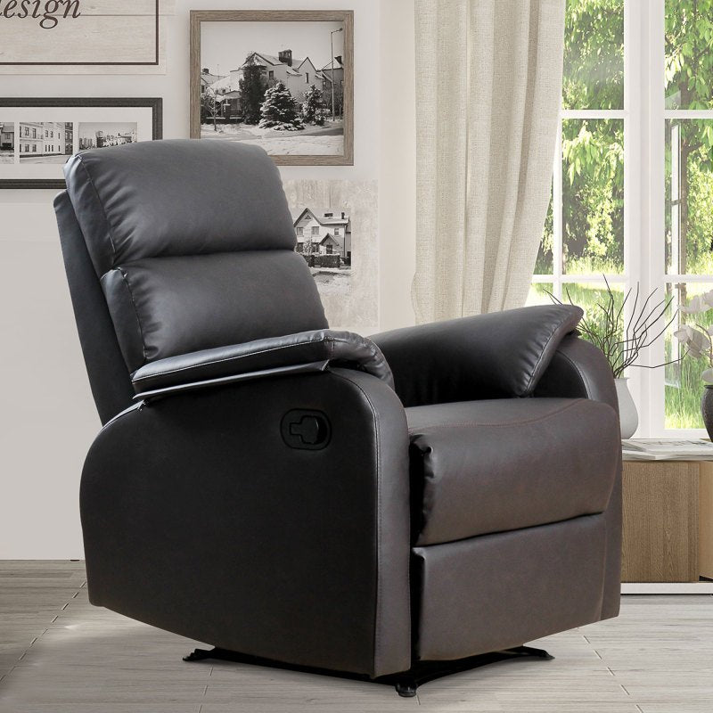 Relaxfauteuil – Verstelbare Fauteuil – Relaxstoel – Zithoekstoel – Loungestoel – Bruin – Ergonomisch – Zacht Gestoffeerd – Houten Frame – 74x91x99 cm