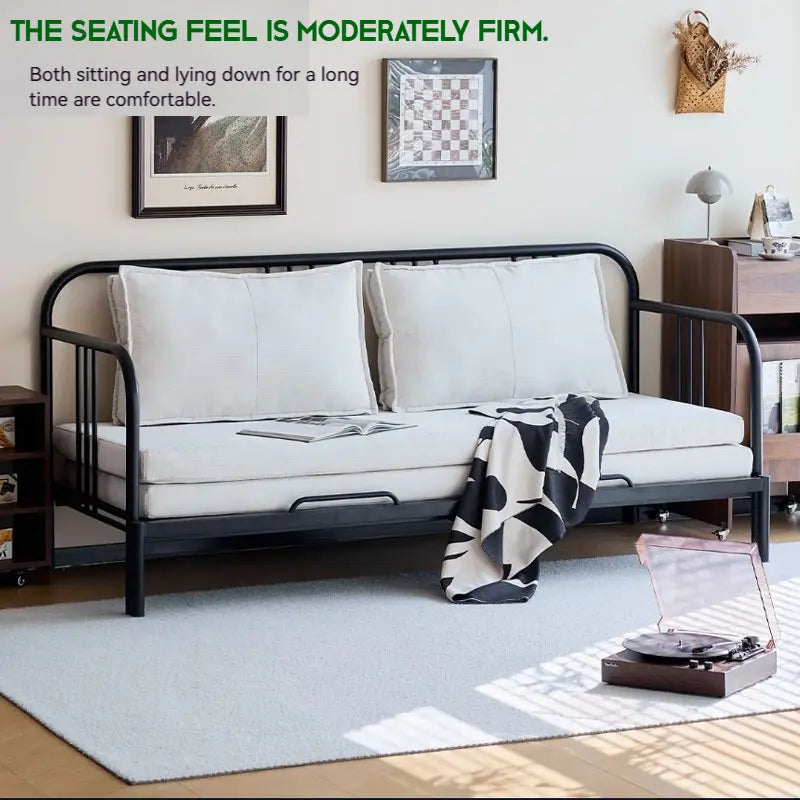 Uittrekbaar Sofa Bed Frame – Slaapbank Bedframe – Bedbank Frame – Sofa Bed Frame – Grijs Metalen Frame – Ruimtebesparend Ontwerp – Stevig Gepoedercoat Metaal