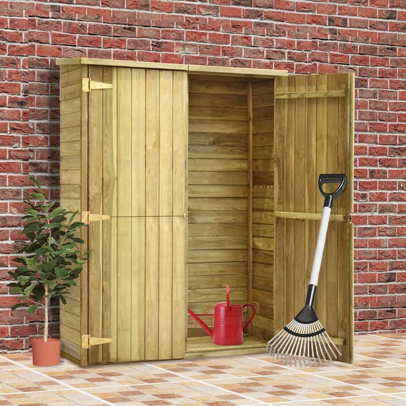 Tuinhuis – Tuinopslag – Tuinhok – Tuinkast – Tuinhuisje – Geïmpregneerd Grenenhout – Weerbestendig En Stevig – Afmeting 123x50x171 Cm – Bruin