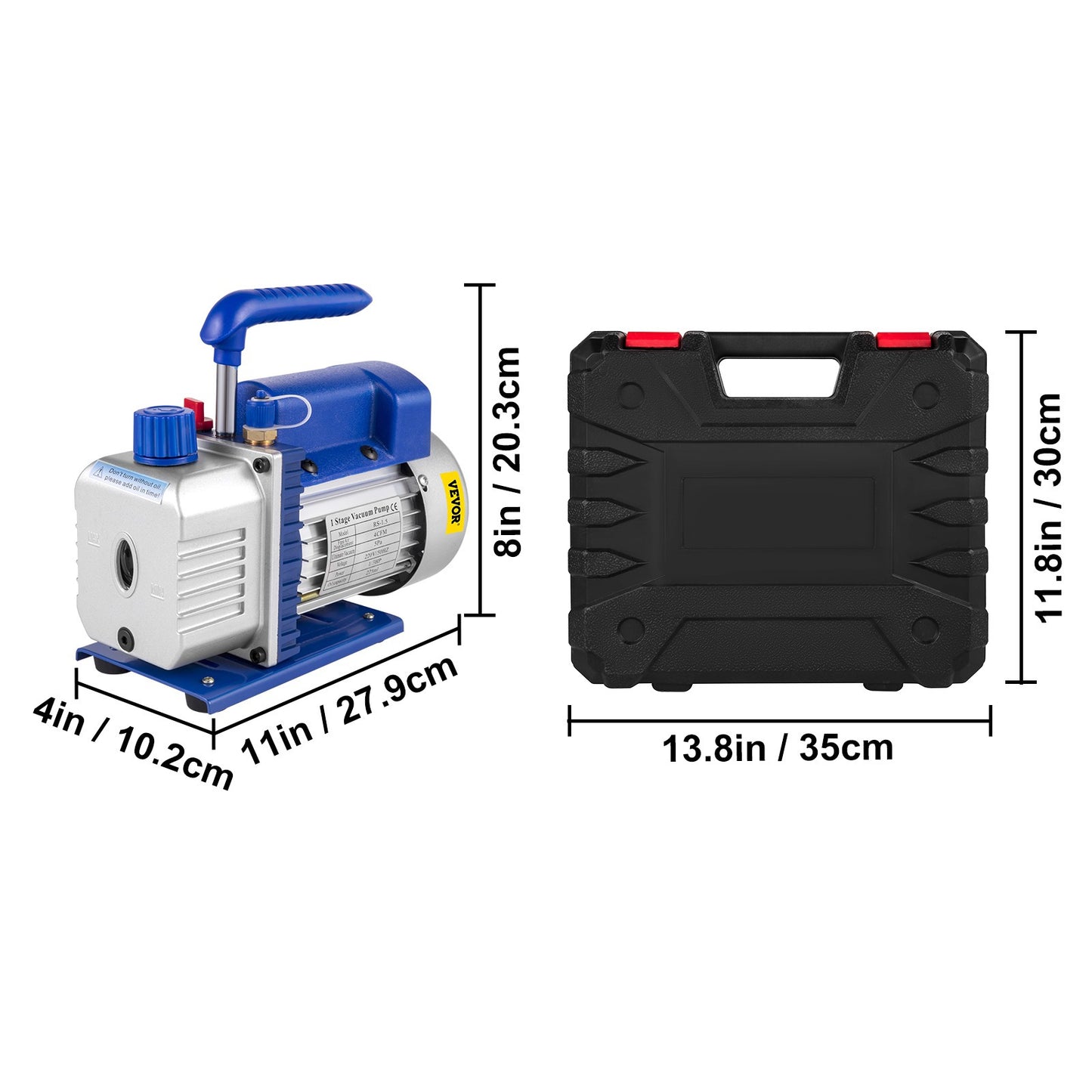 Vacuümpomp – Vacuüm Pomp – Refrigeratie Pomp – Airconditioner Pomp – Koeltechniek Set – 4 CFM Capaciteit – 1/3 PK Motor